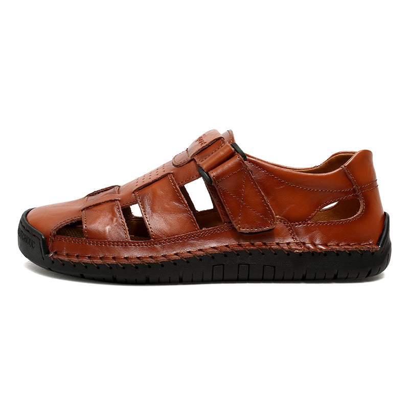 (⏰LAST DAY! 55% OFF 🔥) Men's Orthopedic Leather Fisherman Sandals | Breathable Closed-Toe Adjustable Outdoor Summer Comfort & Pain Relief