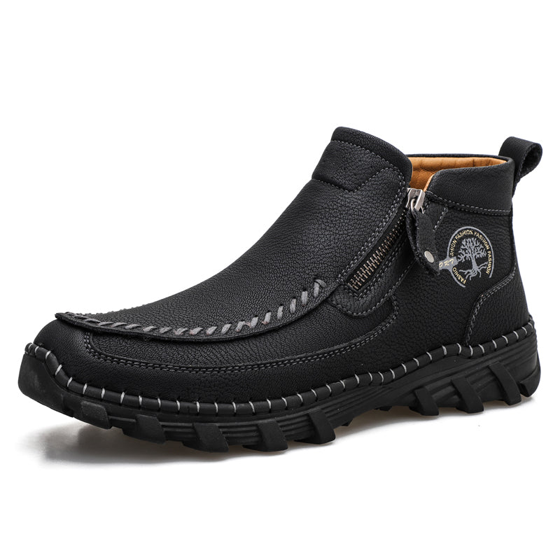 (⏰NOW ON: 70% OFF Sale! 🔥)Men's Premium Motorcycle Boots – Hand-Stitched Genuine Leather, USMCA Recommended - Wide Toe, Waterproof, Anti-Slip, Anti-Sprain, Ortho Support, Suitable for Riding, Work, Driving, Hiking